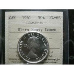 1961  50¢ ICCS PL66 ULTRA HEAVY CAMEO.  Exceptionally clean fields and surfaces.  A lovely "Gem".