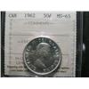 Image 1 : 1962 50¢  ICCS MS65.  White and brilliant. Nice and underrated!