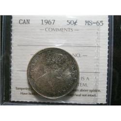 1967 50¢ ICCS MS65.  WOW.  Fantastic eye appeal!