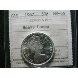 1967 50¢ ICCS MS65 HEAVY CAMEO.  WOW!.  Fantastic eye appeal and fully white in colour.