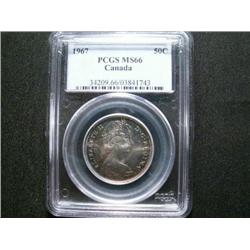 1967 50¢ PCGS MS66.  WOW.  Fantastic eye appeal!