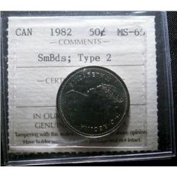 1982 Small beads; Type 2  50¢  ICCS MS65, a nice Gem!