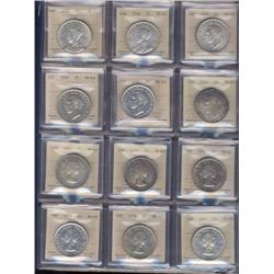 Lot of 18 silver dollars, all ICCS MS63. Includes 1935,1936,1939,1949,19501952WL,1953SF,1953NSF,1954