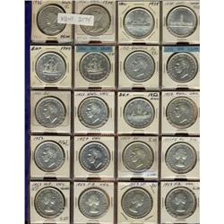 Large lot of 28 Silver dollars; 1935, 1936, 1938, 1939, 1949 (2), 1950 Arnp, 1951 (2), 1952 NWL (4),