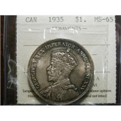 1935 $1 ICCS MS65,  a superbly toned coin. Great lustre and eye appeal.