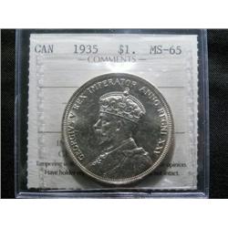 1935  $1  ICCS  MS65. Light gold tone.  A nice Gem!