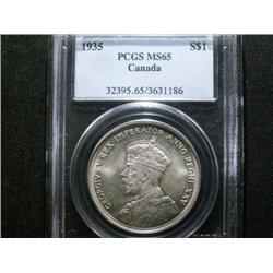 1935  $1  PCGS  MS65PQ. Light toning.  A superb Gem!