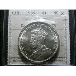 1935  "Doubling VOY&IND/TREES  $1  ICCS  MS65PQ. Light toning.  A superb Gem!