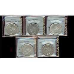Lot of 5 CCCS graded Silver dollars; 1936 MS60, 1945 EF40 rim nicks, 1950 SWL AU50, 1950 Arnp EF40.