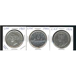 1936, 1946, 1951 SWL all EF40 or better.  Lot of three silver dollars.