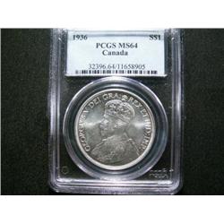1936  $1  PCGS MS64.  Brilliant with good luster.