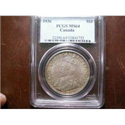 1936  $1 PCGS MS64PQ.  Superb gold and russet tones.
