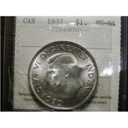 1937 $1  ICCS MS64.  Medium russet tone over full underlying luster.