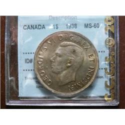 1938 $1 CCCS MS60, medium toning.