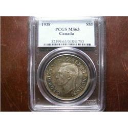 1938  $1  PCGS MS63, nicely toned.