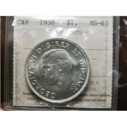1938 $1  ICCS MS63.  Fully brilliant and lustrous.