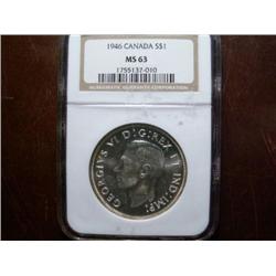 1946 $1  NGC MS63.  Brilliant with full lustre.