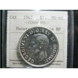 1947 "Pointed 7" 2 x HP; ICCS MS60.  Brilliant and lustrous.