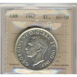 1947 ML  $1 (single HP) ICCS AU50, brilliant and lustrous.