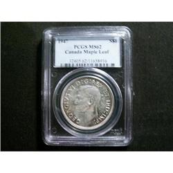 1947 Maple Leaf  "Double HP" $1  PCGS  MS62 Lightly toned.