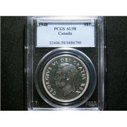 1948  $1  PCGS AU58.  Brilliant.