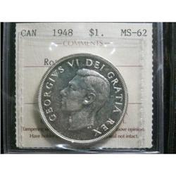 1948  "Rotated dies" ICCS MS62PQ, fully brilliant and lustrous, very scarce in this condition. Belie