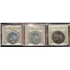 Image 1 : 1949 $1, Lot of three coins all ICCS certified,  1 x MS62 & 2 x MS64.  All nice examples