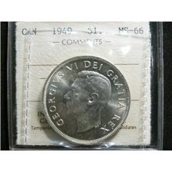 1949 $1 ICCS MS66.  A stunning mirror like coin.