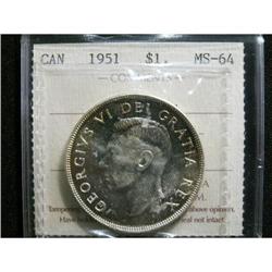 1951 Arnprior  $1 ICCS MS64.  Fully brilliant and lustrous with a touch of golden tone.