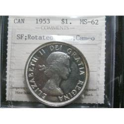 1953 SF "ROTATED DIES variety" $1  ICCS MS62 CAMEO.  A nice brilliant example with full lustre.  Lig