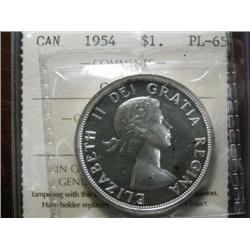 1954 $1  ICCS PL65 Cameo, mostly white with a few carbon spots.