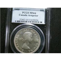 1955 Arnprior  $1  PCGS MS64.  Light golden tone over full underlying luster.  A nice coin.