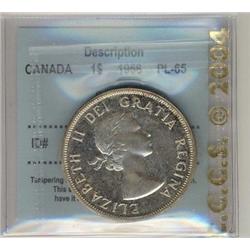 1956 $1 CCCS PL65 Cameo, light tone, a nice example.