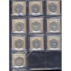 1957 WL $1 ICCS MS62. Lot of 10 white coins.