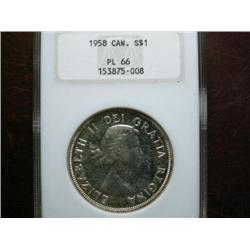 1958 $1 NGC PL66, a superb quality coin with Cameo finish.