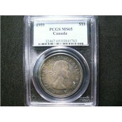 1959  $1  PCGS MS65.  Superb toning over full underlying luster. A very flashy coin.