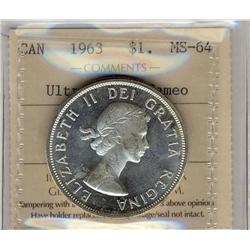 1963 $1 ICCS MS64 ULTRA HEAVY CAMEO. Fully brilliant!