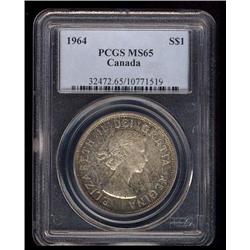 1964  $1  PCGS MS65.  Nice toning over full underlying luster. A tough coin