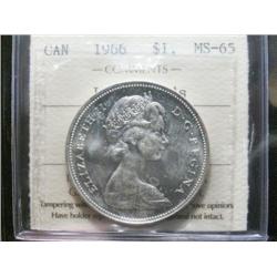 1966 Large Beads  $1  ICCS MS65PQ+. Fully brilliant and lustrous.  Wow!
