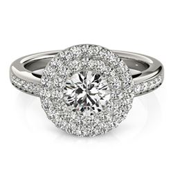 Natural 1.6 ctw Diamond Solitaire Halo Ring 14k White Gold
