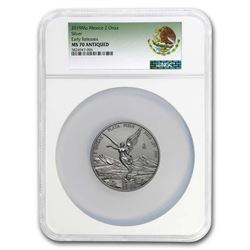 2019 Mexico 2 oz Silver Libertad Antiqued Finish MS-70 NGC (ER)