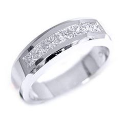 Natural 1.02 CTW Men's Diamond Ring 18KT White Gold