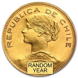 1926-1980 Chile Gold 100 Pesos (Random Dates)