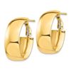 Image 2 : 14k Yellow Gold Omega Back Oval Hoop Earrings - 10x18 mm
