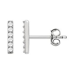 Natural 0.14 CTW Diamond Bar Earrings 18KT White Gold