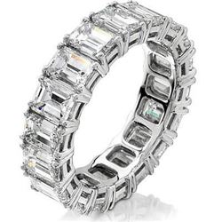 Natural 10.52 CTW Emerald Cut Diamond Eternity Ring 18KT White Gold