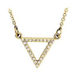 Natural 0.12 CTW Triangle Diamond Pendant Necklace 18KT Yellow Gold