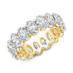 Natural 4.02 CTW Oval Cut Diamond Eternity Ring 18KT Yellow Gold