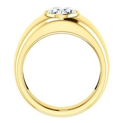 Natural 1.02 CTW Men's Oval Cut Diamond Solitaire Ring 18KT Yellow Gold