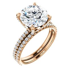 Natural 6.02 CTW Hidden Halo Round Cut Diamond Ring 14KT Rose Gold